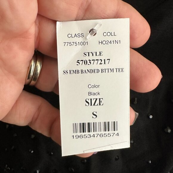 NWT White House Black Market Short Sleeve Embellished Banded Tee Small #WHBM8 - Picture 6 of 9